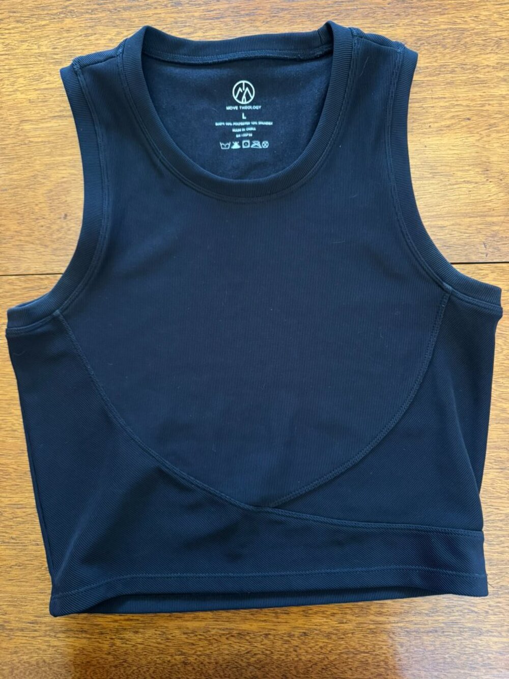 Move Theology Black Ribbed Cropped Workout Tank Top Size Large Athleisure